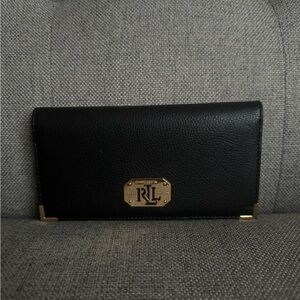 Lauren Ralph Lauren Black Wallet with Gold Accents